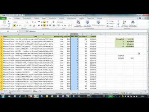 Excel - ZEIT, STUNDE, MINUTE, SEKUNDE - Zeitfunktionen und Summe als Arrayfunktion