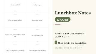 Lunchbox Notes | 32 Cards | Printable Instant Download
