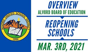 Superintendent's Presentation-Reopening Alvord Schools