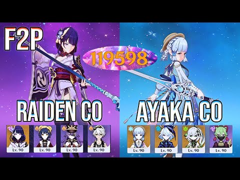 F2P Raiden C0 Overload & Ayaka C0 Hyperbloom Spiral Abyss Floor 12 Genshin Impact