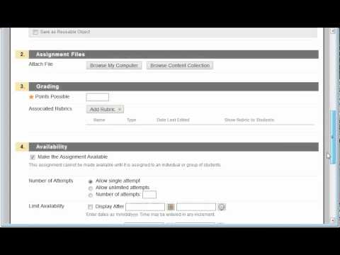 Create an Assignment in Blackboard Learn 9.1 - for Instructors Video