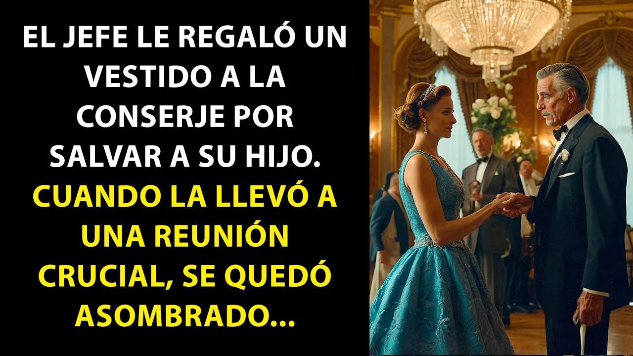 EL JEFE REGALÓ UN VESTIDO A LA CONSERJE POR SALVAR A SU HIJO Y SE SORPRENDIÓ EN UNA REUNIÓN...