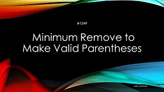 1249. Minimum Remove to Make Valid Parentheses - Swift