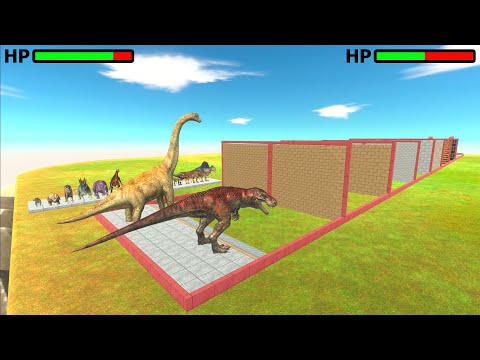 Dinosaur Race Through Blocks Tournament - Animal Revolt Battle Simulator