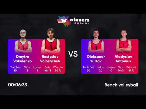 22:45 D. Vakulenko / R. Voloshchuk - O. Yurtov / V. Antoniuk 21.03.2023 | Winners Beach Volleyball
