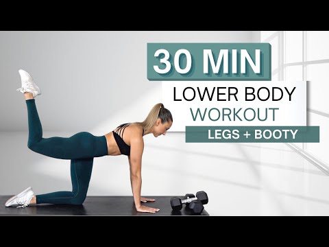 30 min LOWER BODY WORKOUT | With Dumbbells (And Without) | Warmup and Cool Down Included