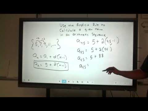 Using an Explicit Rule to calculate the value for a given term in an arithmetic sequence. Video