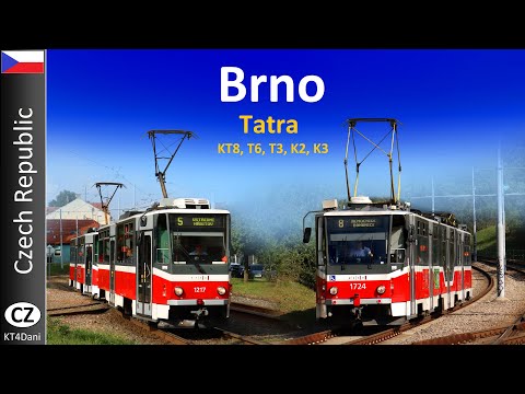 【4K】BRNO TRAM - Tatra KT8, T6, T3, K2 & K3 (2024)