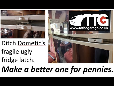 Replace the fragile door latch on your Dometic 3 way fridge with one you can make for yourself.