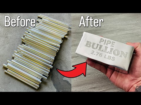 Pipe Bullion Casting - Melting Aluminum Pipes At Home (DIY Metal Casting)