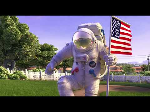 Trailer montage: Lem, Chuck and Rover weave through a retro-alien town to jukebox bops and swashbuckling brass