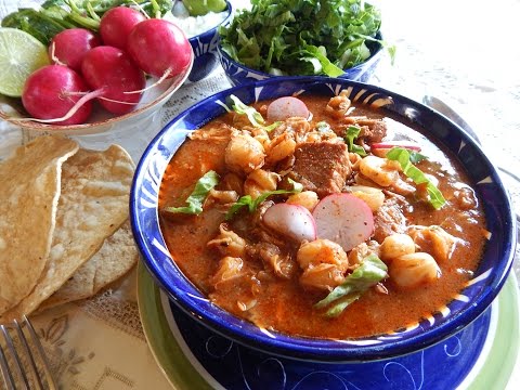 Red Pozole. Pozole Rojo with Pork