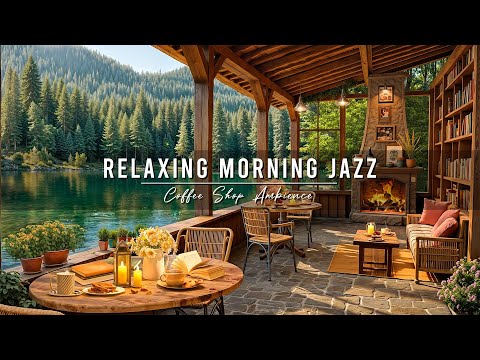 Relaxing Morning Jazz ☕ Cozy Coffee Porch Ambience by the Lake with Smooth Jazz Music for Good Mood