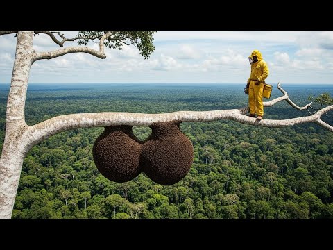 Unbelievable! Dangerous High-Tree Climb for Wild Honey