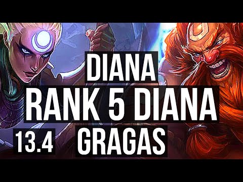 DIANA vs GRAGAS (JNG) | Rank 5 Diana, Legendary | KR Challenger | 13.4