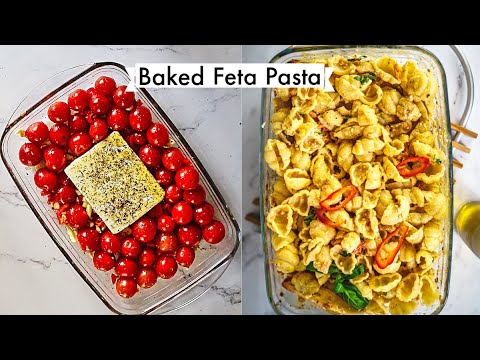 TikTok Viral Baked Feta Pasta Recipe - Tomato Feta Pasta (ASMR)