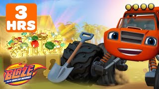 Blaze Finds Treasure, Races, Rescues & Missions! 💨 w/ AJ | 3 Hours | Blaze and the Monster Machines
