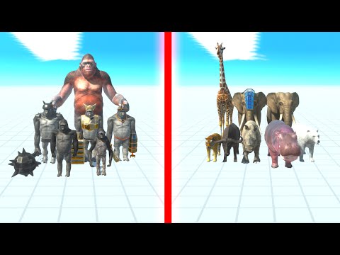 MUTANT PRIMATES Team vs MODERN MAMMALS Team - Animal Revolt Battle Simulator ARBS