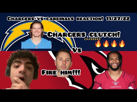 CHARGERS CLUTCH! LOS ANGELES CHARGERS VS ARIZONA CARDINALS 11/27/22 FULL HIGHLIGHTS REACTION!