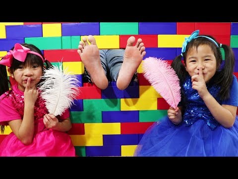 Emma & Jannie Pretend Playing with Colored Toy Blocks Video