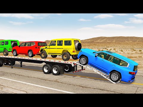 Flatbed Truck Mcqueen  | Transportation with Truck - Pothole vs Car #552 - BeamNG.Drive