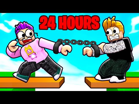 HANDCUFFED To My BEST FRIEND For 24 HOURS CHALLENGE!? (2-PLAYER OBBY In ROBLOX!)