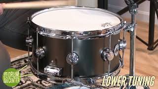 Video thumbnail for DW Collectors Satin Black Over Brass 7" x 13" Snare Drum by Boston Drum Center