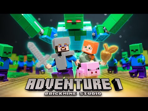 Brickmine - Minecraft Adventure - Finding Golden Apple: Zombie Attack - LEGO Minecraft Animation