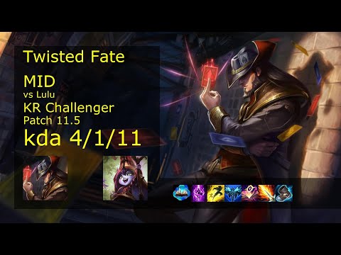 Twisted Fate Mid vs Lulu - KR Challenger 4/1/11 Patch 11.5 Gameplay // [롤] 트위스티드 페이트 vs 룰루 미드