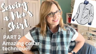 Sew a Men’s Shirt: Part 2 - Amazing Collar Technique you HAVE to try! M8415