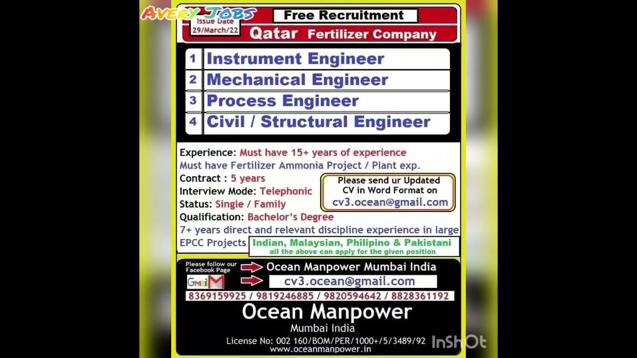 Qatar jobs update in India Mumbai  | Mechanical engineering job in qatar for India