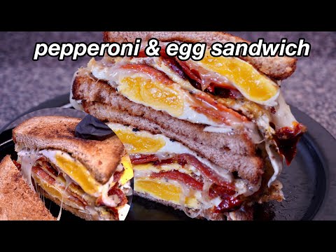 My ALL TIME Favorite Breakfast Sandwich: Crispy Pepperoni and Cheesy, Jammy Fried Egg Sandwich!