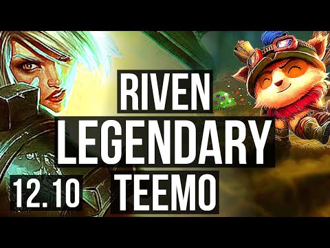RIVEN vs TEEMO (TOP) | 8/0/4, 3.1M mastery, 1400+ games, Legendary | EUW Diamond | 12.10