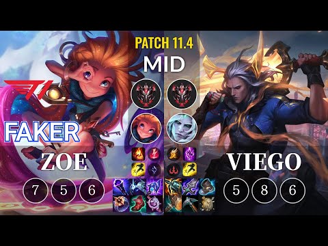 T1 Faker Zoe vs Viego Mid - KR Patch 11.4