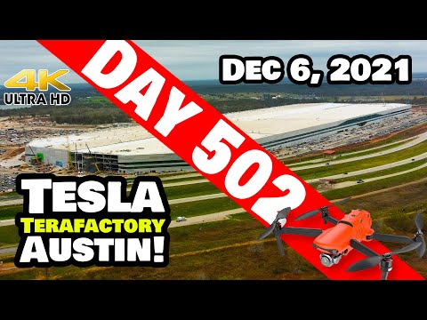 Tesla Gigafactory Austin 4K  Day 502 - 12/6/21 - A BRIEF LOOK AT GIGA TEXAS ON A VERY WINDY DAY!