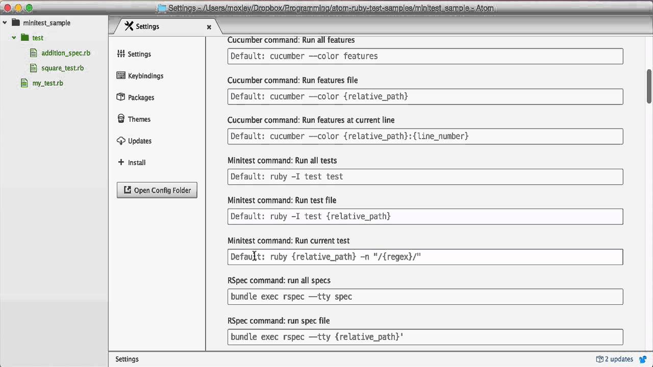 Atom.io ruby-test minitest file