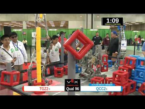2015 VEXU Q96 - TGZ2 vs QCC2 - 55 to 85-Division Div-VEX U-VEX Worlds 2015