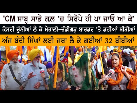 'CM Mann Saab ਸਿਰੋਪੇ ਹੀ ਪਾ ਜਾਓ ਆ ਕੇ' - Kesari Chunnia ਲੈ ਕੇ Mohali Chandigarh Border 'ਤੇ ਡਟੀਆਂ ਬੀਬੀਆਂ