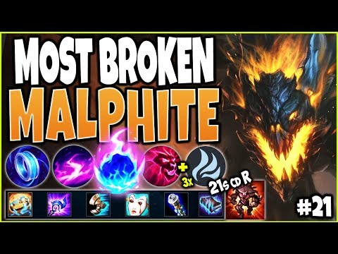 *21s R CD* MOST BROKEN BUILD! LoL Meta Malphite Season 10 Build Guide #21! Top Malphite s10 Gameplay