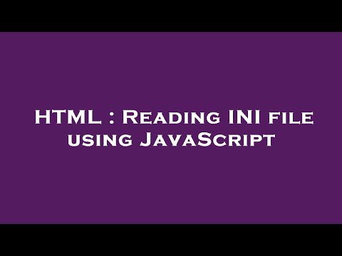 Html Reading Ini File Using Javascript