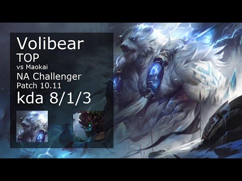 Volibear vs Maokai Top - NA Challenger 8/1/3 Patch 10.11 Gameplay