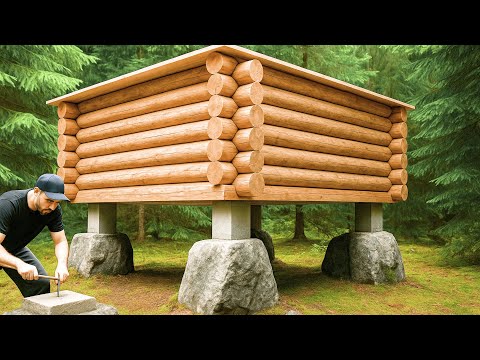 Man Builds Dream Log Cabin on the Mountain Rocks | Start to Finish by @КарельскийДилетант