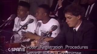 Before we knew him as MF DOOM, the masked rapper was Zev Love X, one-half of KMD. In this video, from 1991, a teenage DOOM is speaking at a Senate hearing about the importance of the “Motor Voter” bill, which would allow people to register to vote at the DMV when they get a driver’s license. The bill was eventually vetoed by George H.W. Bush. His face might not be recognizable to newer fans who know him only with the mask, but that voice is unmistakable.

