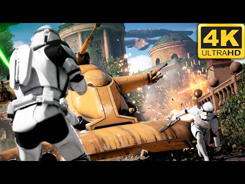 BATTLE OF NABOO: Clone Troopers vs CIS Battle Droids - Star Wars: Battlefront 2 (PS5, 4K, HDR)