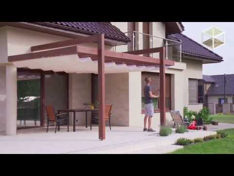 SlideCanopy (Slide on wire Canopy) - Movable rainproof sailshade pergola suncover