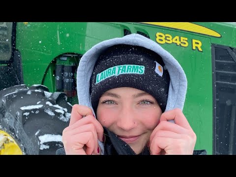 8345R and 8330 John Deere Tractors in a Blizzard