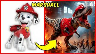 PAW PATROL como DINOSAURIOS 🦖 + ¡ADIVINA LA VOZ! 🔊😍👮Marshall🚒Rubble💛Rocky💚Rubble👷