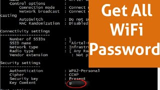 CMD: Get all Wi-Fi password with only one command | Windows 10/8.1/8/7/XP/Vista (Hindi)