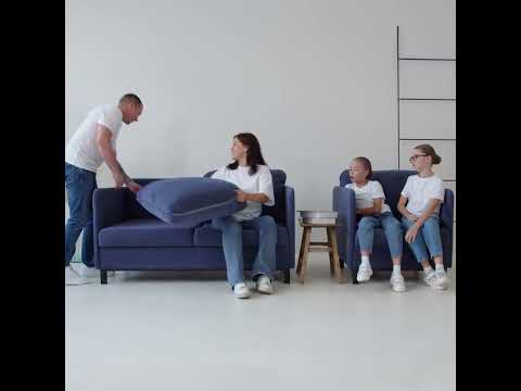 Комплект мебели диван + кресло-кровать Бэст синий в Перми - видео 9