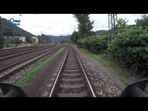 Ústí nad Labem - Nymburk/ POHLED NA TRAŤ Z ČELA SOUPRAVY/ HD KVALITA